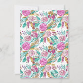 Invitation Elégant rose Turquoise Aquarelle Florale Graduatio (Dos)