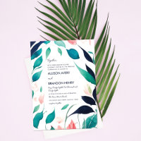 Elégant rose Turquoise bleu Aquarelle Feuille Mari