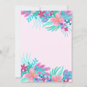 Invitation Elégant rose Turquoise Fleurs peintes Feuille Anni (Dos)