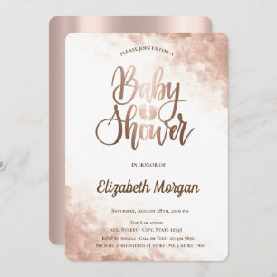 Invitation Élégant Rose unique Gold Baby shower pieds bébé