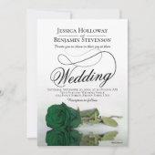 Invitation Élégant Rose vert émeraude Fancy QR Code Mariage (Devant)
