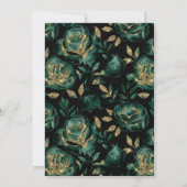 Invitation Élégant Rose vert et or Mariage à motifs floraux  (Dos)