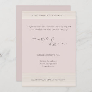 Invitation Élégant rose vierge Nous faisons WoodGrain Stripes