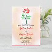 Invitation Elégant rose vif rose boho Mariage de fleurs boho (Debout devant)