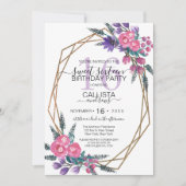 Invitation Élégant rose violet Aquarelle Fleurs Douces 16 (Devant)