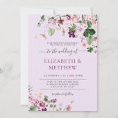 Invitation Élégant rose violet Fleur sauvage Mariage (Devant)