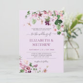 Invitation Élégant rose violet Fleur sauvage Mariage (Debout devant)