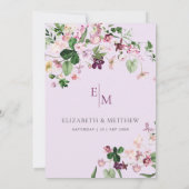 Invitation Élégant rose violet Fleur sauvage Mariage (Dos)
