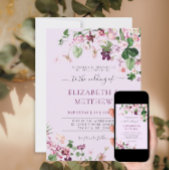 Invitation Élégant rose violet Fleur sauvage Mariage