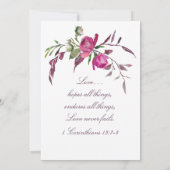 Invitation Élégant rose violet Floral Mariage chrétien (Dos)