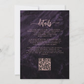 Invitation Élégant Rose violet or Floral QR Code Mariage (Dos)