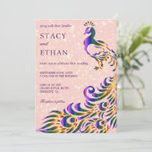 Invitation Élégant rose violet Parties scintillant Mariage Pe (Debout devant)