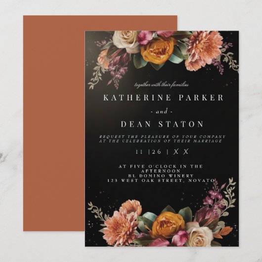 Invitation Elegant Rose Wedding (Devant / Derrière)