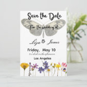 Invitation elegant roses and butterfly wedding  (Debout devant)