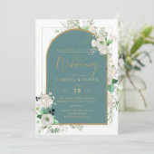 Invitation Elégant Roses Blanches All-in-1 Mariage Inviter RS (Debout devant)