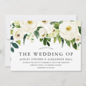 Invitation Elégant Roses Blanches Beau Mariage (Devant)