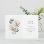 Invitation Elégant Roses Blanches Horizontal Mariage élégant (Debout devant)