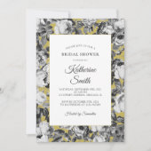 Invitation Elégant Roses blancs noirs sur Fête des mariées or (Devant)