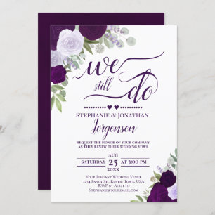 Invitation Élégant Roses Boho Violet Nous Faisons Encore Vow