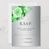 Invitation Elégant Roses d'aquarelle Emerald et RSVP argent (Devant)
