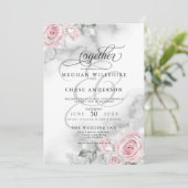 Invitation Elégant Roses d'aquarelle rose (Debout devant)