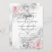 Invitation Elégant Roses d'aquarelle rose (Devant / Derrière)