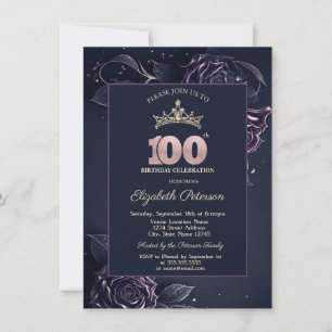 Invitation Elegant Roses Dark Gothic 100e Anniversaire