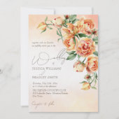 Invitation Elégant roses de pêche à la crème orange (Devant)