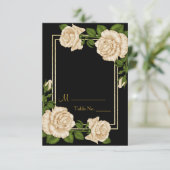 Invitation Elégant Roses ivoire & Parties scintillant or Numé (Debout devant)