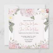 Invitation Elégant Roses Rose Jardin Mariage (Devant)