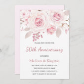 Invitation Elegant Roses Roses Blush 50 ans de Mariage (Devant / Derrière)