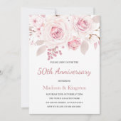 Invitation Elegant Roses Roses Blush Pink 50e anniversaire de (Devant)