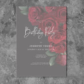 Invitation Élégant Roses Rouges Floral Arrière - plan d'anniv