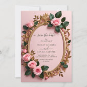 Invitation Élégant Rosy Floral Art Nouveau Enregistrer La Dat (Devant)