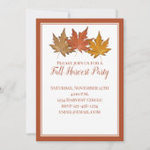 Invitation Élégant Rouge Automne Feuilles d'automne de la réc (Devant)