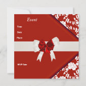 Invitation élégant Rouge Blanc Floral (Dos)
