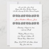 Invitation Elégant Rouge Blanc Noir Rose Floral Mariage Invit (Dos)