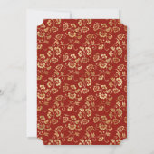 Invitation Élégant Rouge Croix d'or Script Floral Girl Baptis (Dos)