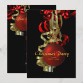 Invitation Élégant rouge d'or de fête de vacances de Noël (Devant / Derrière)