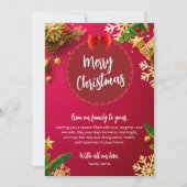 Invitation Élégant Rouge et Or Ornements Joyeux Noël (Devant)