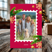 Invitation Élégant Rouge et Or Ornements Joyeux Noël