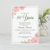 Invitation Elégant rouge et vert Rose mère Anniversaire (Debout devant)