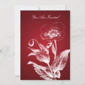 Invitation Élégant rouge Fête de l'mariée (Dos)