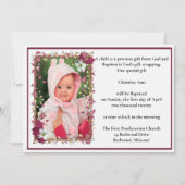 Invitation Élégant Rouge Floral Design Baptême (Devant)