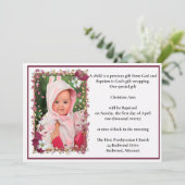 Invitation Élégant Rouge Floral Design Baptême (Debout devant)