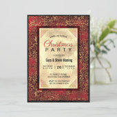 Invitation Elégant rouge floral faux or Noël (Debout devant)