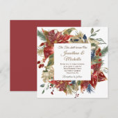 Invitation Élégant rouge floral Mariage chrétien d'hiver (Devant / Derrière)