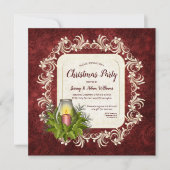 Invitation Élégant rouge foncé avec bougie fête de Noël (Devant)