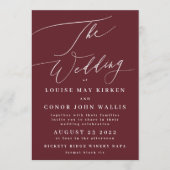 Invitation Élégant Rouge foncé Plum Bourgogne Blanc Le Mariag (Devant)