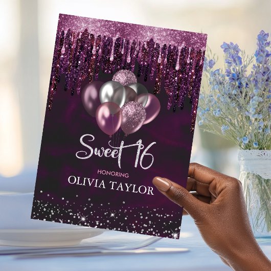 Invitation Élégant rouge gouttes parties scintillant ballons